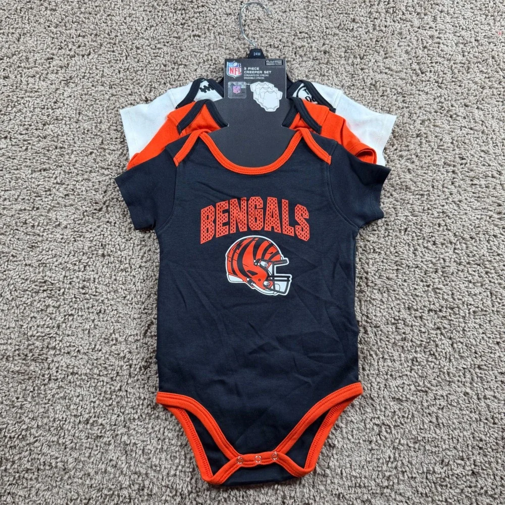 NFL Cincinnati Bengals NEW 3 bodysuit Set Baby Boys 18-24 mo Black one piece